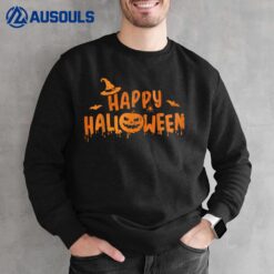 Happy halloween with scary pumpkin face and witch hat Sweatshirt