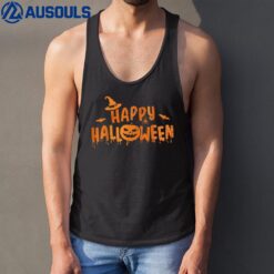 Happy halloween with scary pumpkin face and witch hat Tank Top