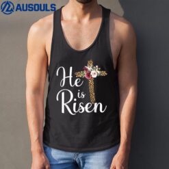 He Is Risen Jesus Christ Cross Easter Sunday Long Sleeve Tank Top