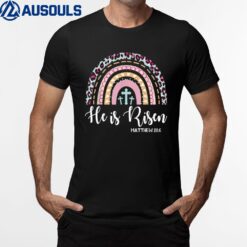 He Is Risen Rainbow Leopard Happy Easter Day Christian Jesus T-Shirt