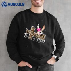 He Jesus Is Risen Shirt For Girls Leopard Cross Funny Rabbit Sweatshirt