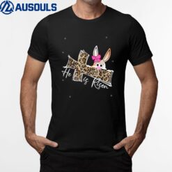 He Jesus Is Risen Shirt For Girls Leopard Cross Funny Rabbit T-Shirt