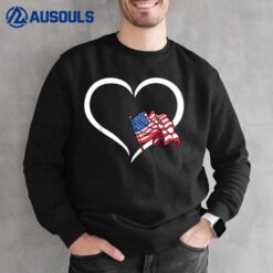 Heart American Flag 4th Of July Cool Patriotic USA Veteran Sweatshirt