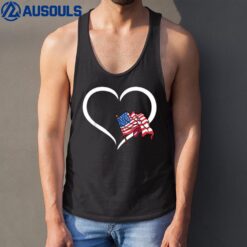 Heart American Flag 4th Of July Cool Patriotic USA Veteran Tank Top