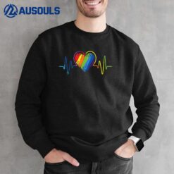 Heartbeat Rainbow LGBT love is love Gay Pride Sweatshirt