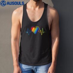 Heartbeat Rainbow LGBT love is love Gay Pride Tank Top