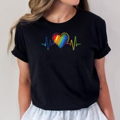 Heartbeat Rainbow LGBT love is love Gay Pride T-Shirt
