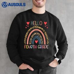 Hello 4th Grade Leopard Rainbow Fourth Grade Back to School Sweatshirt