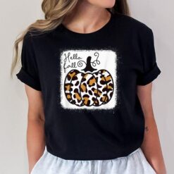 Hello Fall Theme Cheetah Pumpkin Leopard Women n Girls T-Shirt