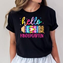 Hello Kindergarten Leopard Tie Dye Pencil  Cute Teacher T-Shirt