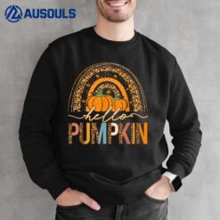 Hello Pumpkin Leopard Rainbow Autumn Season Fall Vibes Women Sweatshirt