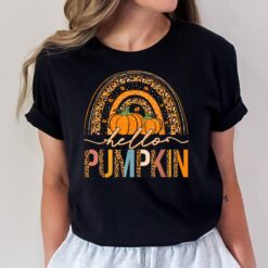 Hello Pumpkin Leopard Rainbow Autumn Season Fall Vibes Women T-Shirt