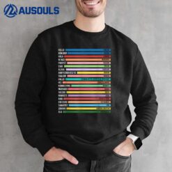 Hello Word in Different Languages Travel and Teacher Sweatshirt