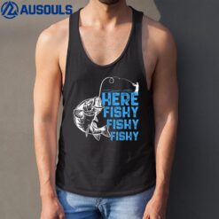 Here Fishy Funny Fishkeeping Aquarist Aquarium Graphic Tank Top