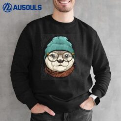 Hipster Otter Animal Wearing Glasses River Sea Otter Lover Sweatshirt