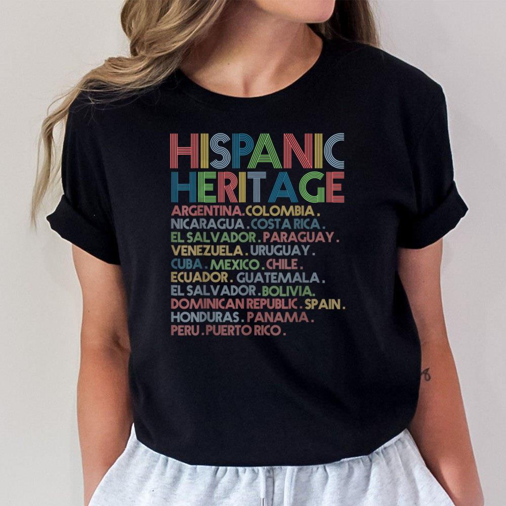Hispanic Heritage Month Latino All Countries Names Unisex T-Shirt