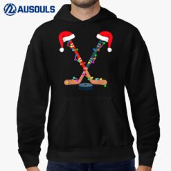 Hockey Santa Hat Christmas Lights Funny Sport Xmas Boys Hoodie