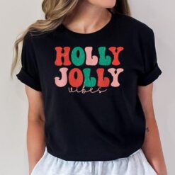 Holly Xmas Jolly Vibes Groovy Retro Hippie Christmas Pajamas T-Shirt