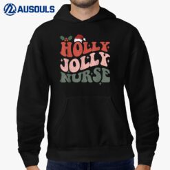 Holly n Jolly Nurse Santa Hat Groovy Christmas 2022 Gift Hoodie