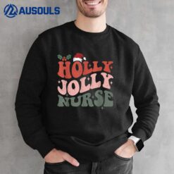 Holly n Jolly Nurse Santa Hat Groovy Christmas 2022 Gift Sweatshirt