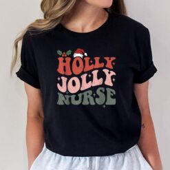 Holly n Jolly Nurse Santa Hat Groovy Christmas 2022 Gift T-Shirt