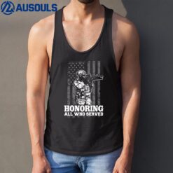 Honoring All Who Served US Veterans Patriotic American Flag Tank Top