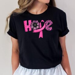 Hope Pink Ribbon Leopard Sunflower Breast Cancer Awareness T-Shirt