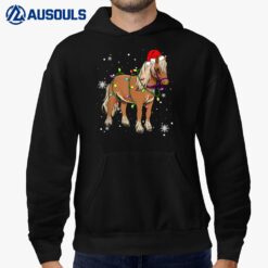 Horse Christmas Lights Led Funny Santa Hat Christmas Lover Hoodie