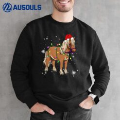 Horse Christmas Lights Led Funny Santa Hat Christmas Lover Sweatshirt
