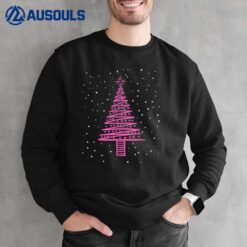 Hot Pink Christmas Tree and Snowflakes Fashion Design Sweatshirt