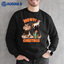 Howdy Christmas Santa Hat Retro Western Cowboy Christmas Sweatshirt