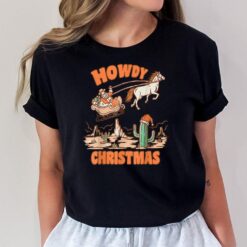 Howdy Christmas Santa Hat Retro Western Cowboy Christmas T-Shirt