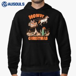 Howdy Christmas Santa Hat Retro Western Funny Family Pajama Hoodie