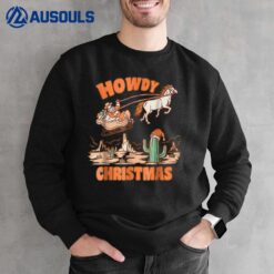 Howdy Christmas Santa Hat Retro Western Funny Family Pajama Sweatshirt