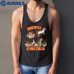 Howdy Christmas Santa Hat Retro Western Funny Family Pajama Tank Top