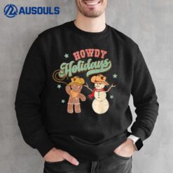 Howdy Holidays Gingerbread Snowman Retro Christmas Cowboy Sweatshirt