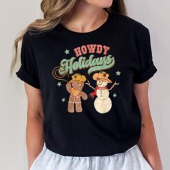 Howdy Holidays Gingerbread Snowman Retro Christmas Cowboy T-Shirt