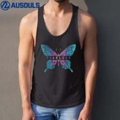 Humor Fearless Butterfly Cute Colorful Blue Butterfly Tank Top