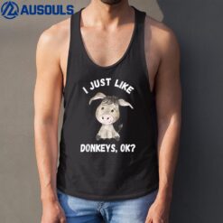 I Just Like Donkeys Funny Cute Donkey Farm Tank Top