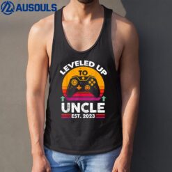 I Leveled Up To Uncle Est 2023 Funny Pregnancy Announcement Tank Top