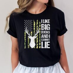 I Like Big Bucks and I Cannot Lie Deer Hunting USA Flag T-Shirt
