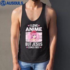 I Love Anime But Jesus Comes First Funny Anime Teen Girls Tank Top