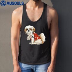 I Love Dad Tattoo Shih Tzu Dad Funny Father's Day Gift Tank Top