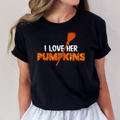 I Love His Broomstick I Love Her Pumpkins Halloween Couple Ver 2 T-Shirt