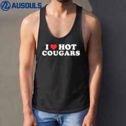 I Love Hot Cougars  I Heart Cougars Mom Funny  Men Tank Top