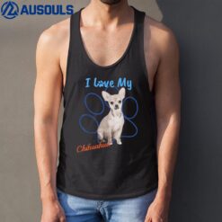 I Love My Chihuahua Best Dog Lover Paw Print ! Tank Top