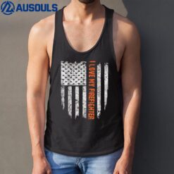 I Love My Firefighter American Flag Tank Top