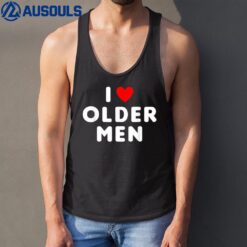 I Love Older Men Funny Red Heart Tank Top