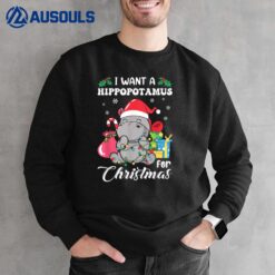 I Want A Hippopotamus For Christmas Hippo Christmas Pajamas Sweatshirt