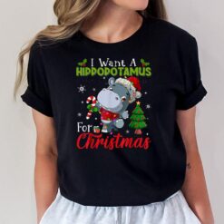I Want A Hippopotamus For Christmas Shirt Hippo Candy Santa T-Shirt